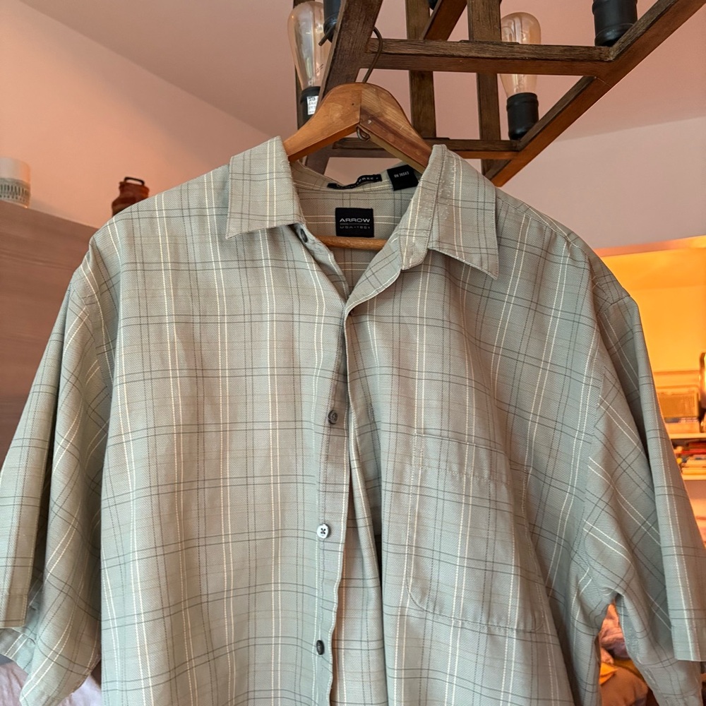 light green checkered shirt, vintage